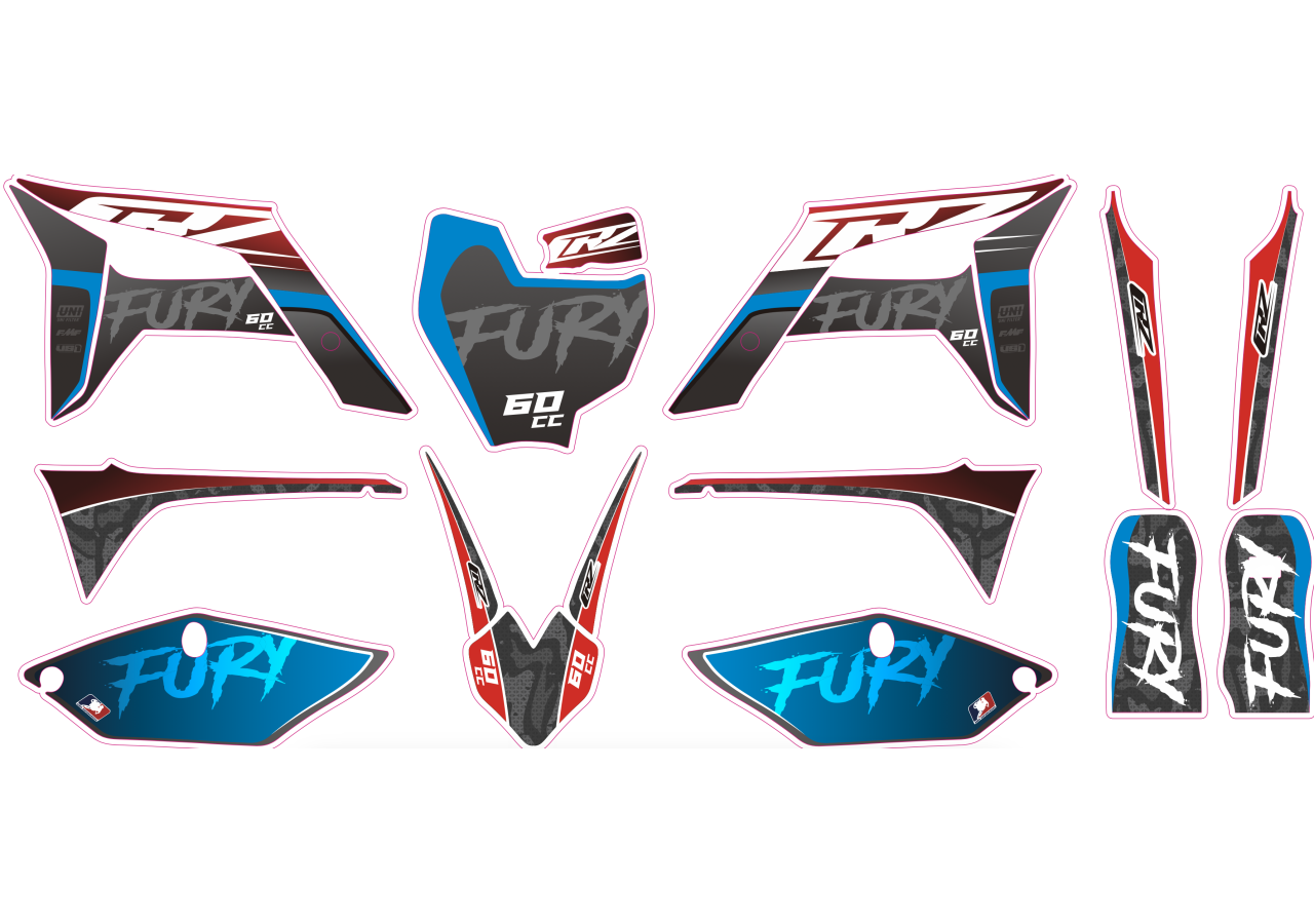 Kit décoration complet CRZ Fury 60cc - Bleu