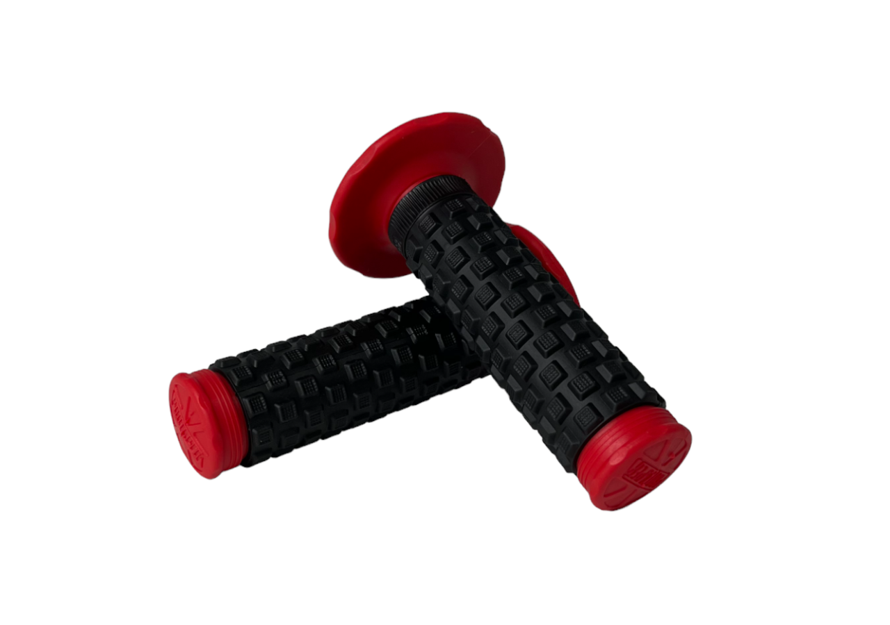 Poignées revetement picot MX - Noir/Rouge
