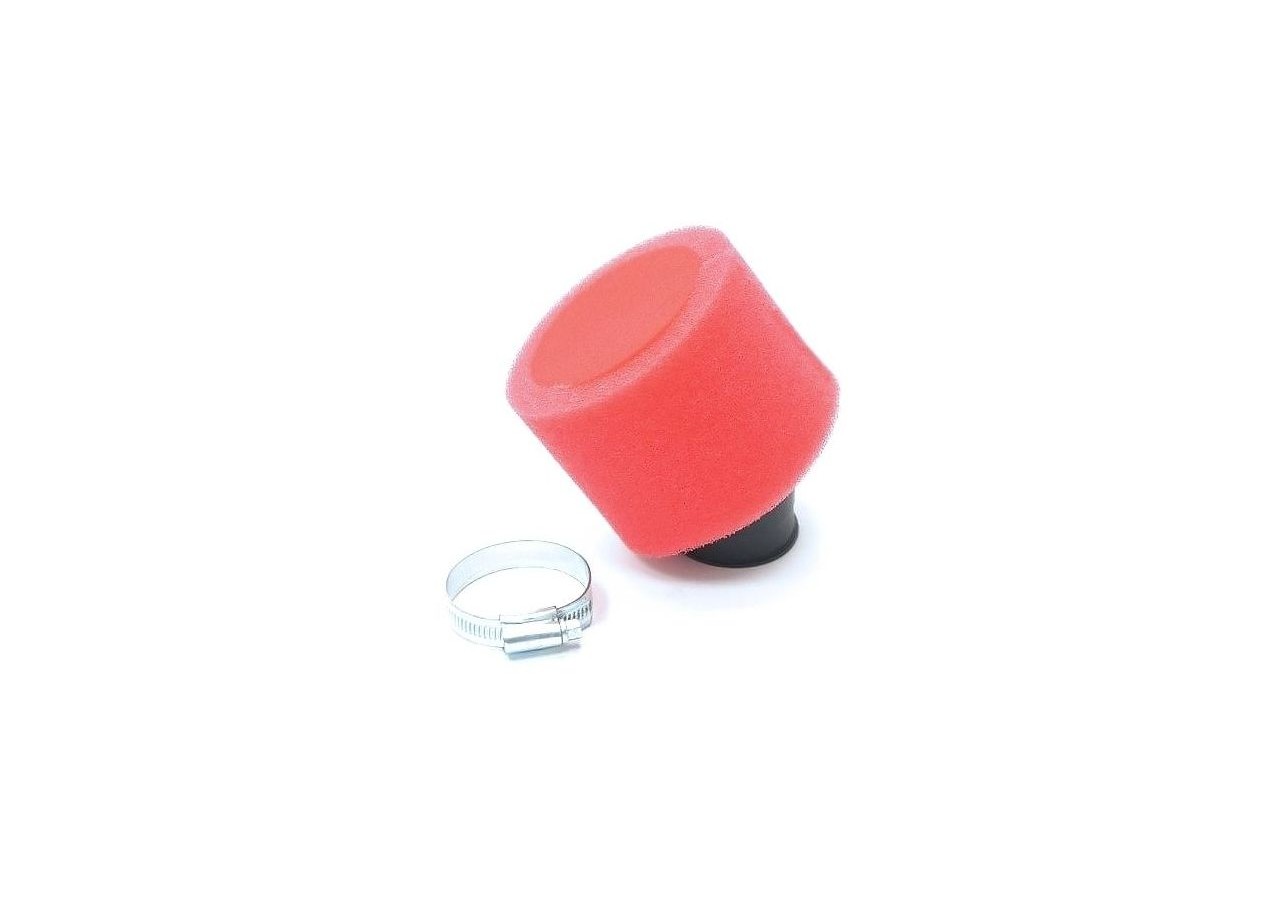 Filtre à air - Double mousse coudé 35° - Ø38mm - Rouge