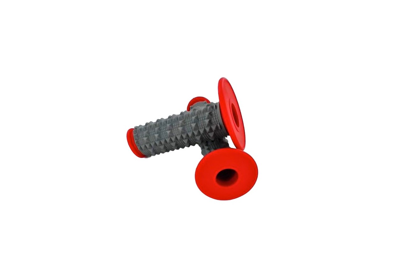 Poignées revetement picot - MX - Gris/Rouge