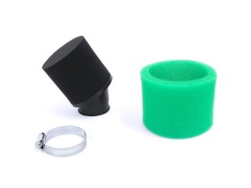 Filtre à air - Double mousse - Coudée 35° - Ø50mm - Vert