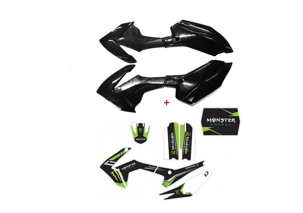 Kit Plastique CRF110-S Noir + Déco Monster