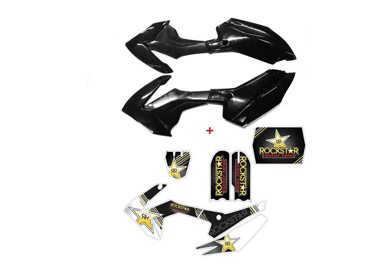 Kit Plastique CRF110-S Noir + Déco Rockstar